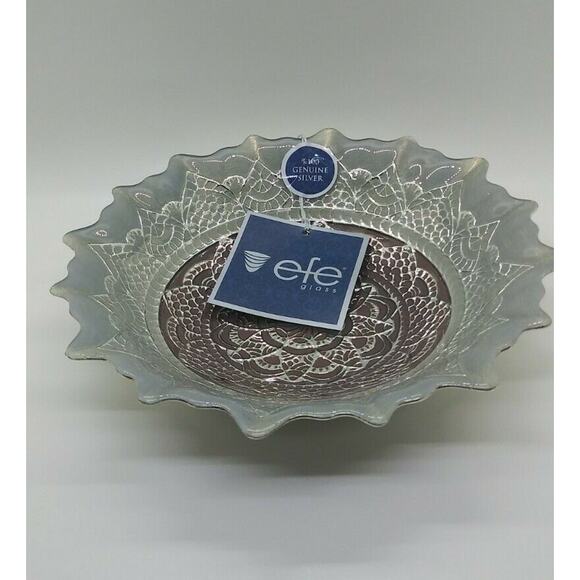 Efe Glass Turkish - 100% Genuine Silver Hand-Decorated Bowl! Beautiful!! - Picture 1 of 4